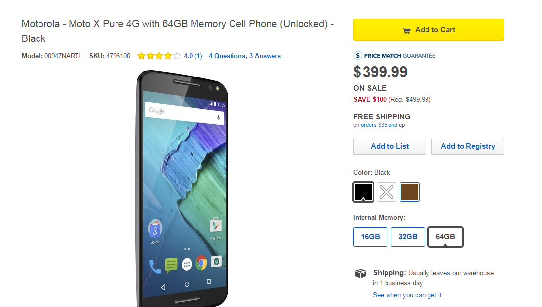 Deal Alert : Garb Your New Moto X Pure for Only $399 at Best Buy 2