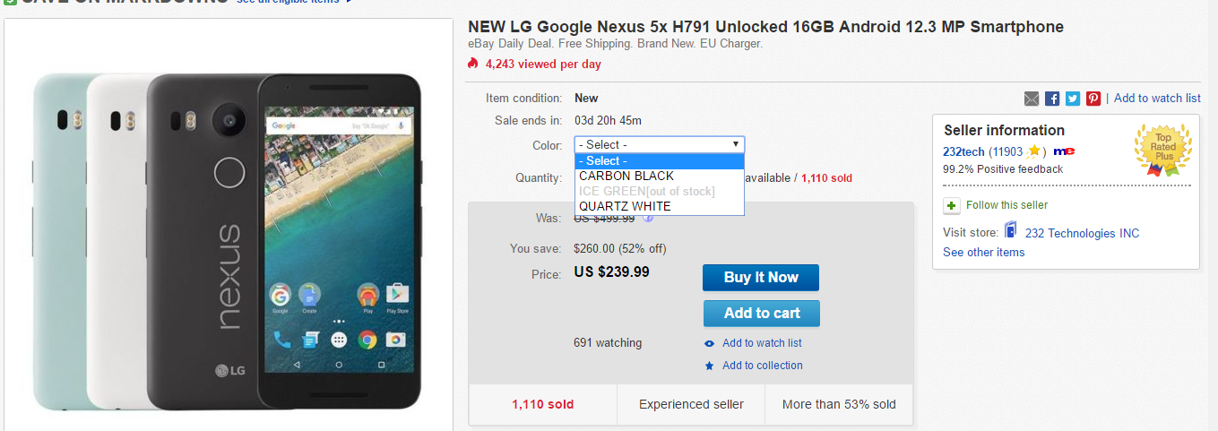 Deal Alert : LG Nexus 5X now available at eBay with $110 off 4