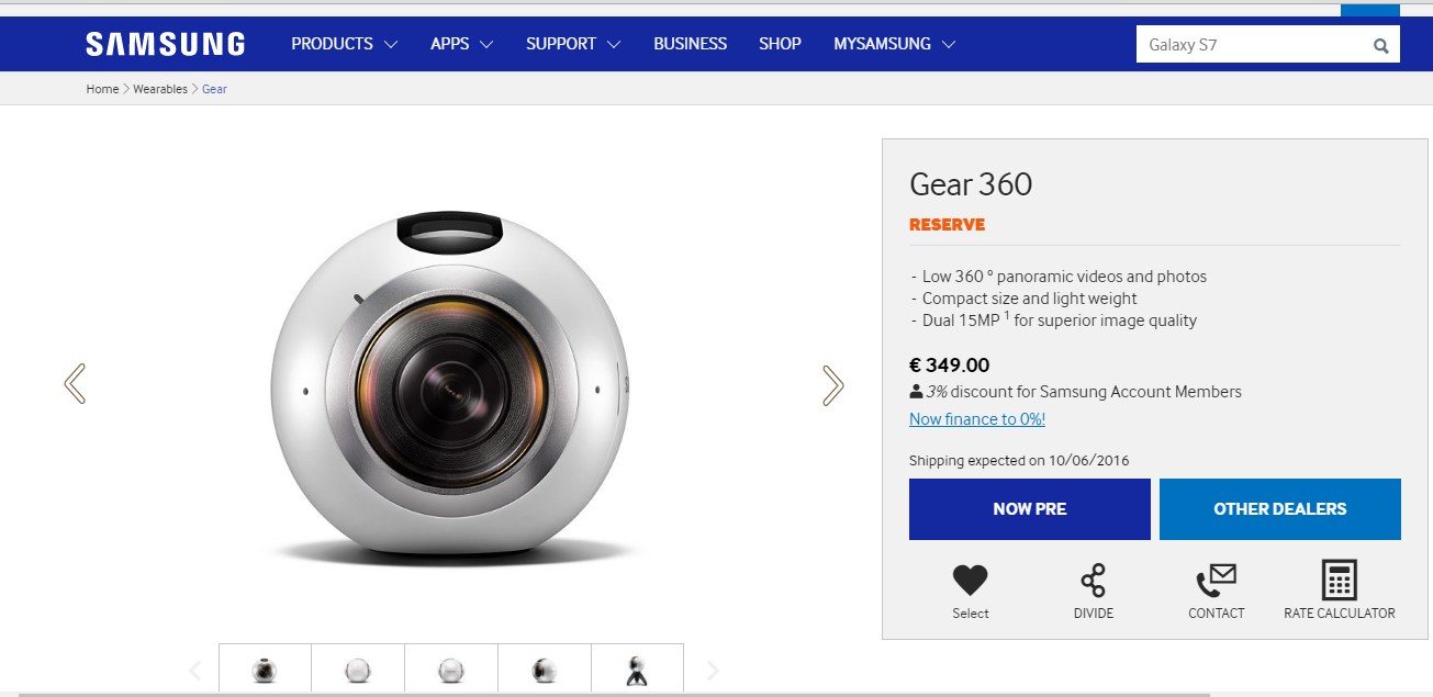 Samsung Gear 360 pre-order starts for € 349 in Germany 1