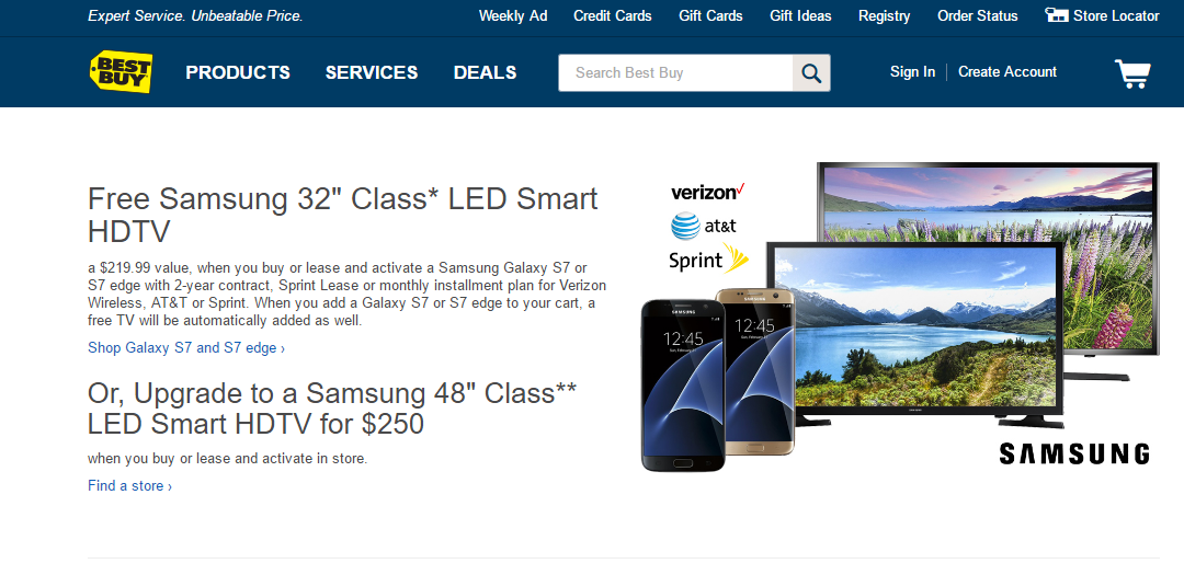 Deal : Best Buy offers a free 32-inch LED TV with Samsung Galaxy S7 and S7 Edge 1