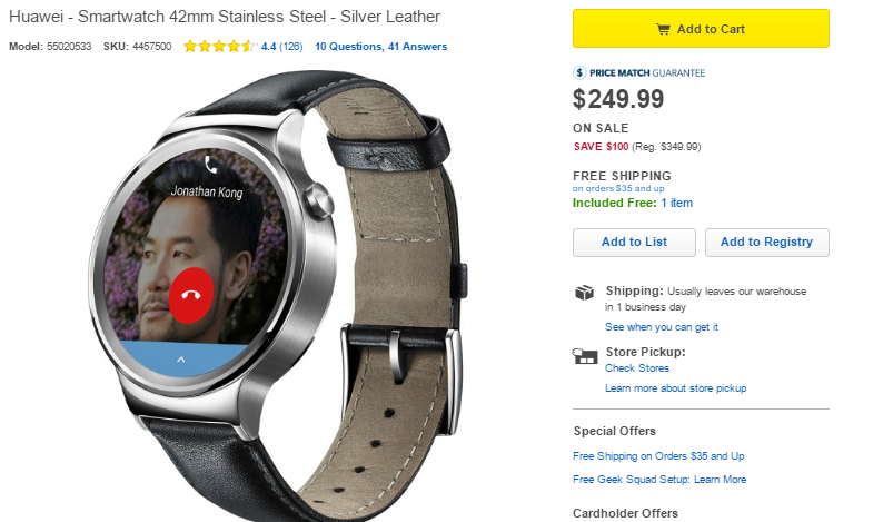Deal Alert : BestBuy offers $100 price cut for Huawei Watch 1