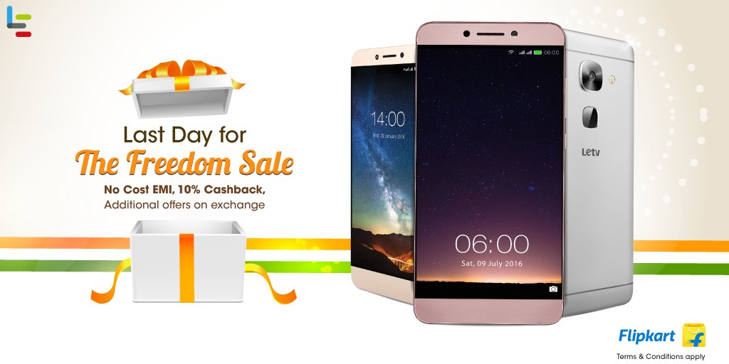 Last few hours of Flipkart freedom sale : Grab LeEco Smartphones and TV with great offers 2