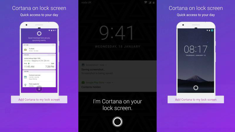Latetst update brings the Cortana to the Android Lock Screen 1