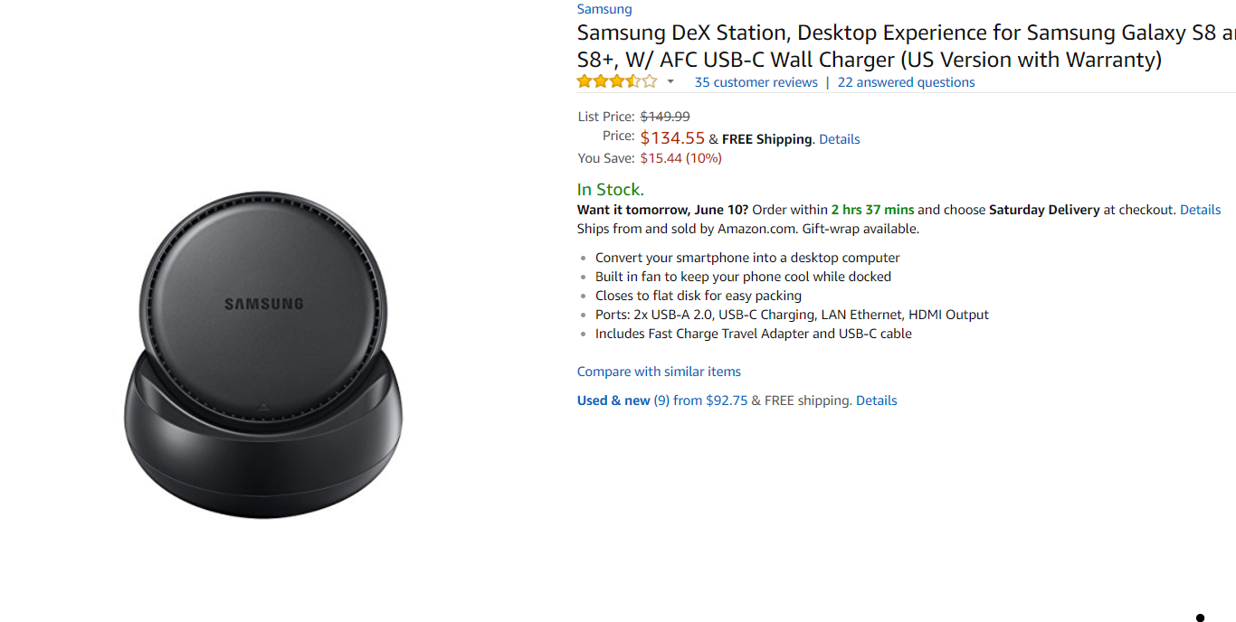 Deal alert: You can now grab a Samsung DeX for your Galaxy S8 from Amazon with $15 off 2