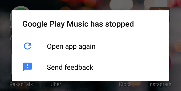 Latest update for the Google Play Music app causes app crashes 2