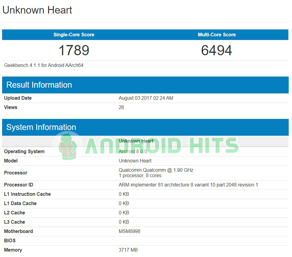 Geekbench: Nokia 8 to be shipped with Android 8.0.0 5