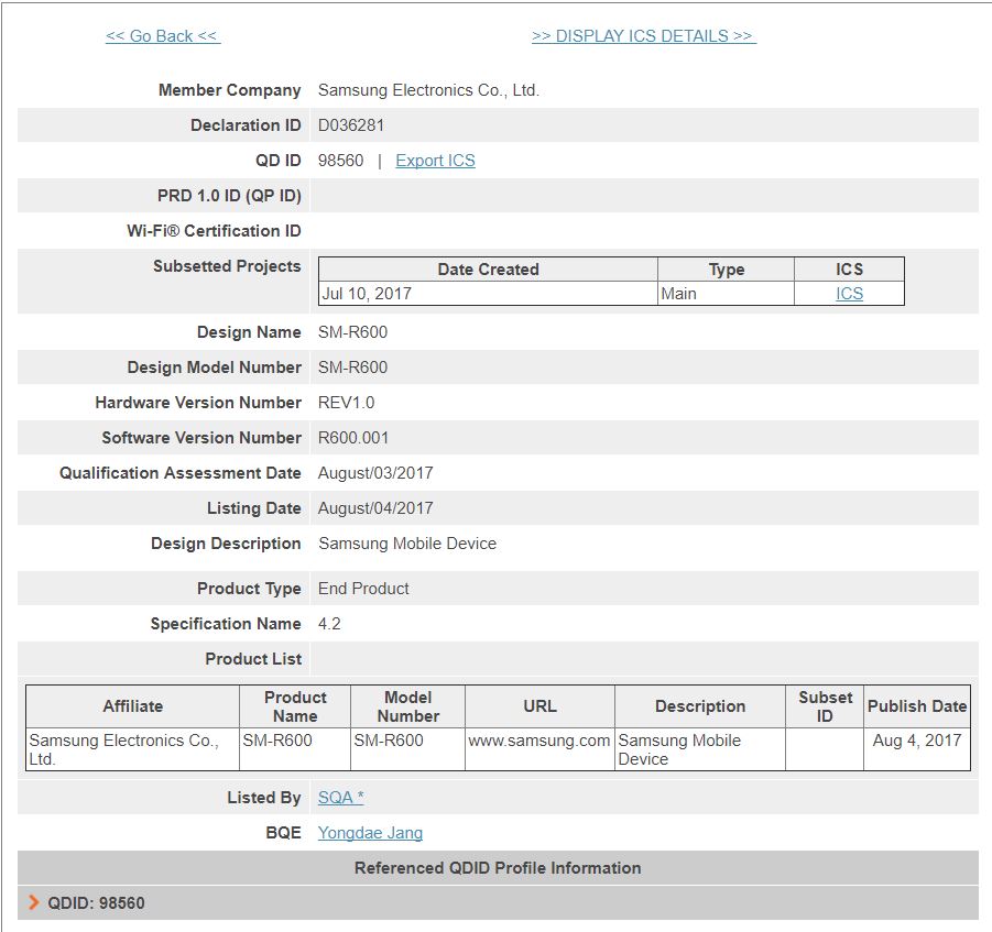 Samsung Wearable device gets Bluetooth certification 1