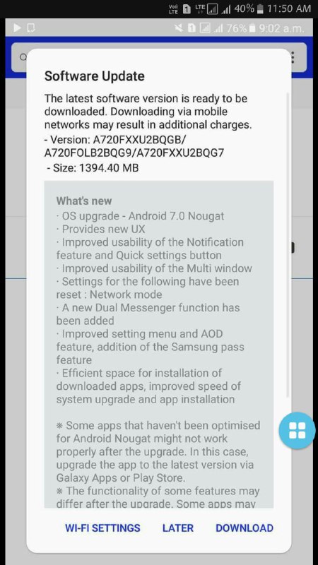 Android Nougat for Samsung Galaxy A7 (2017) starts rolling out 2 Android Nougat for Samsung Galaxy A7 (2017) starts rolling out 2