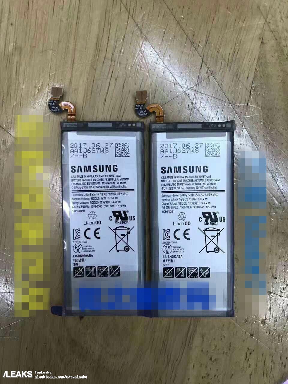 Samsung Galaxy Note 8 battery images leak; reveals 3,300 mAh 1