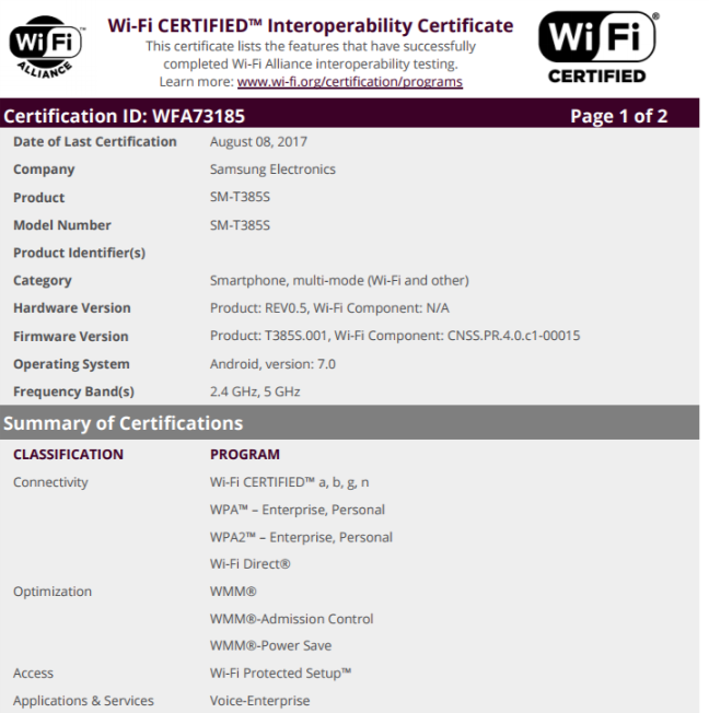 Samsung Galaxy Tab E 8.0 (SM-T375) gets Wi-Fi certification 2 Samsung Galaxy Tab E 8.0 (SM-T375) gets Wi-Fi certification 2