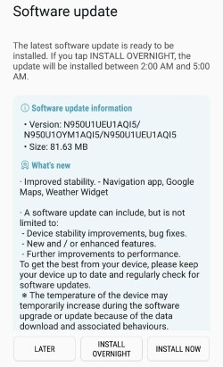Unlocked Galaxy Note 8 receives its first update in the US 2