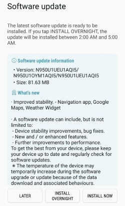Unlocked Galaxy Note 8 receives its first update in the US 2 Unlocked Galaxy Note 8 receives its first update in the US 2