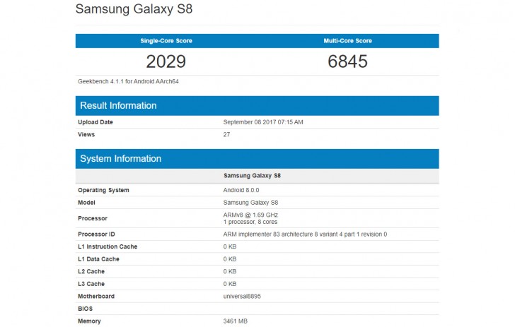 Samsung Galaxy S8 running Android O Surfaces 6