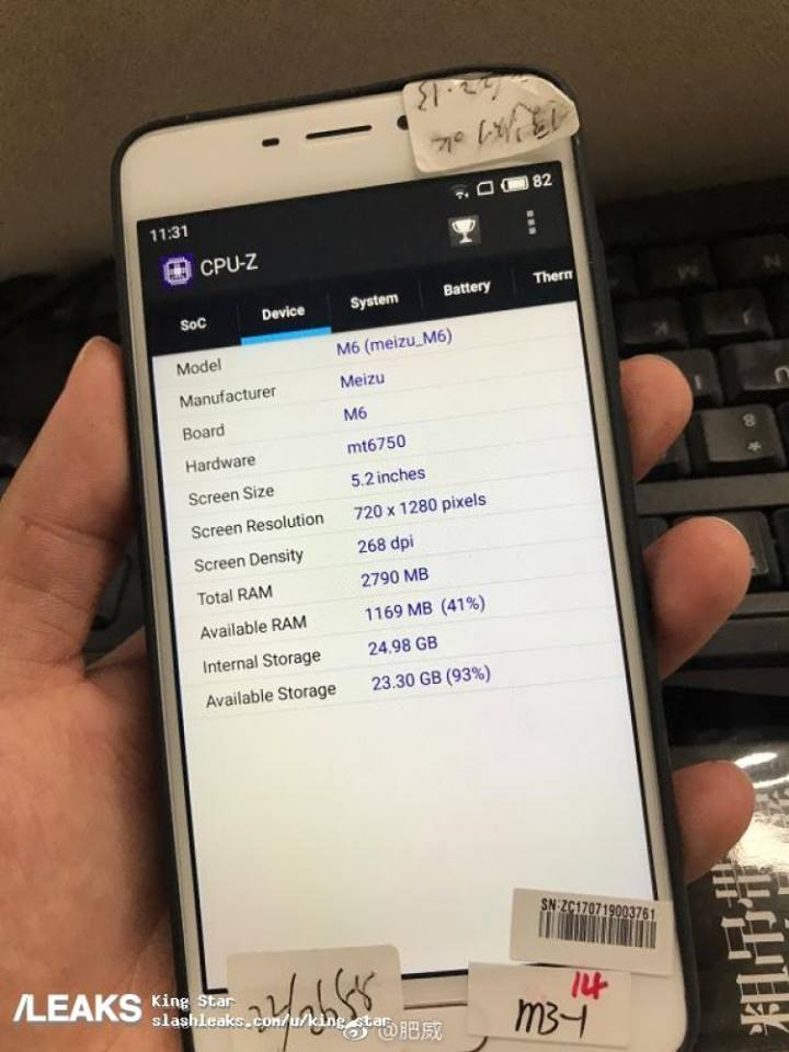 Meizu M6 leaked: A downgraded version of M6 Note 6