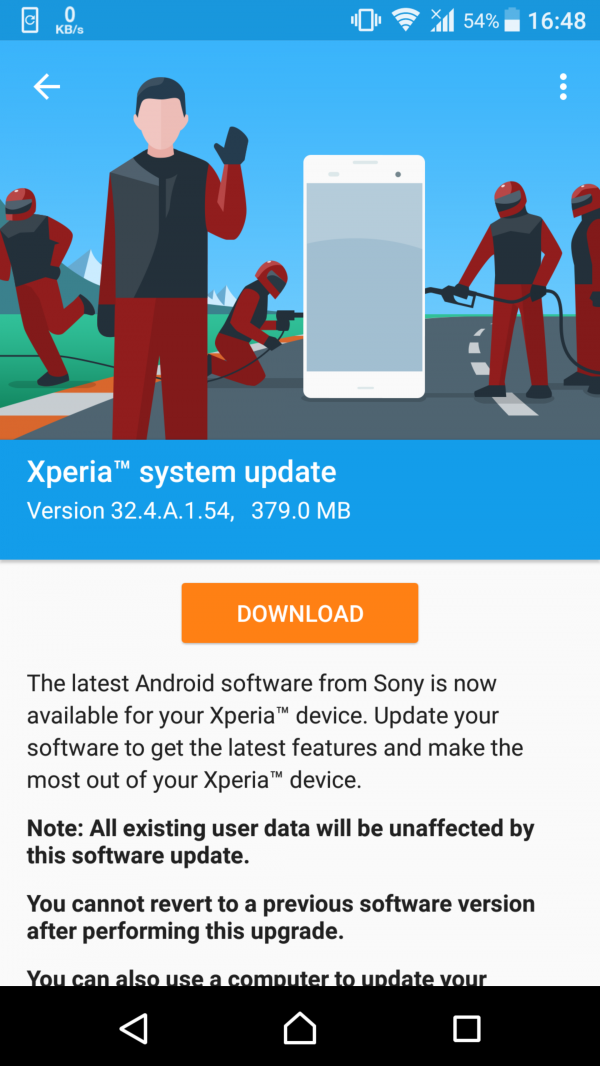 Sony releases a firmware update for the Xperia Z5 family 2