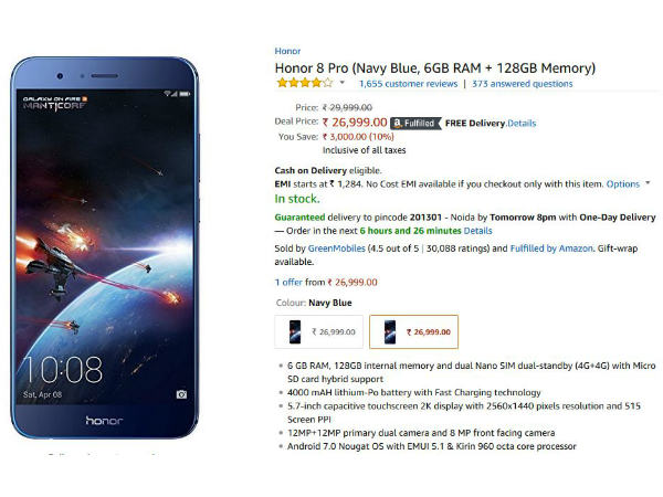 Honor 8 Pro is now available with Rs. 3,000 off, You can now buy it for just Rs. 26,999 3