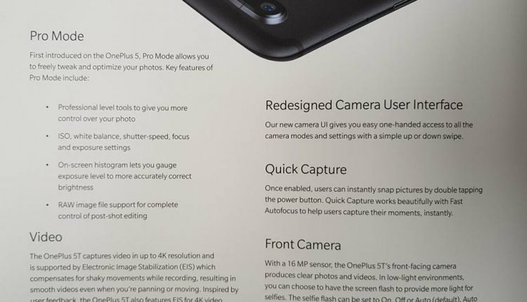 OnePlus 5T Photographs And User Manual Leaked Ahead Of The Official Launch 9