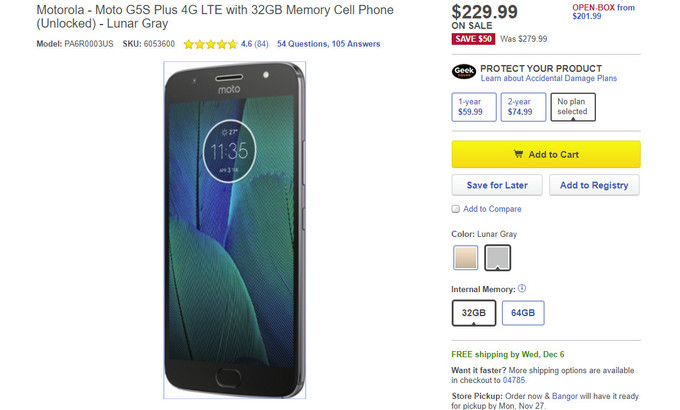 Deal Alert: $75 off for the Moto G5S Plus at Best Buy 2