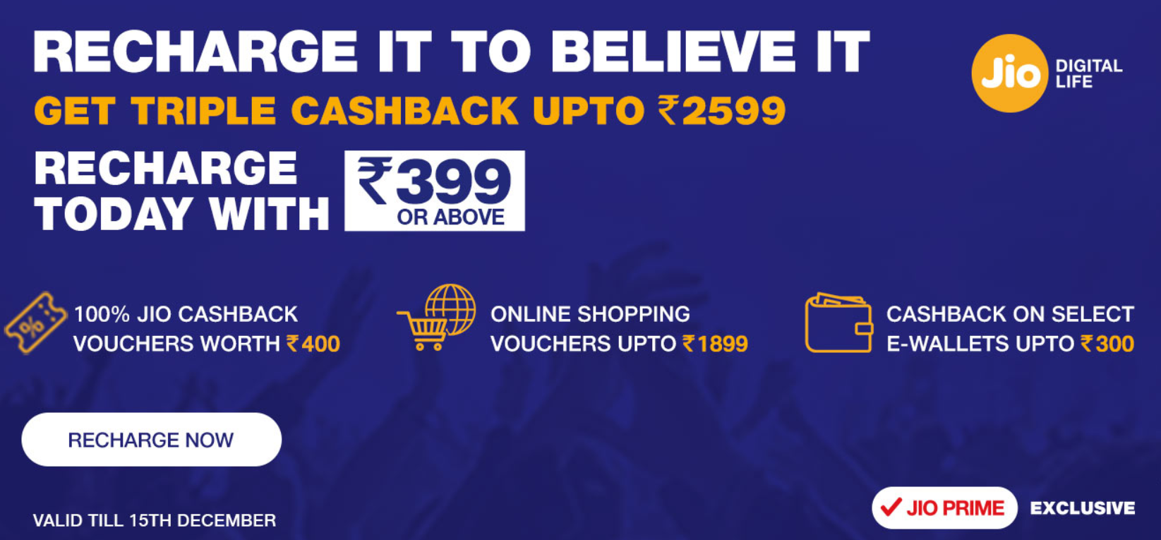You can use Reliance Jio's Triple cashback offer until December 15 5