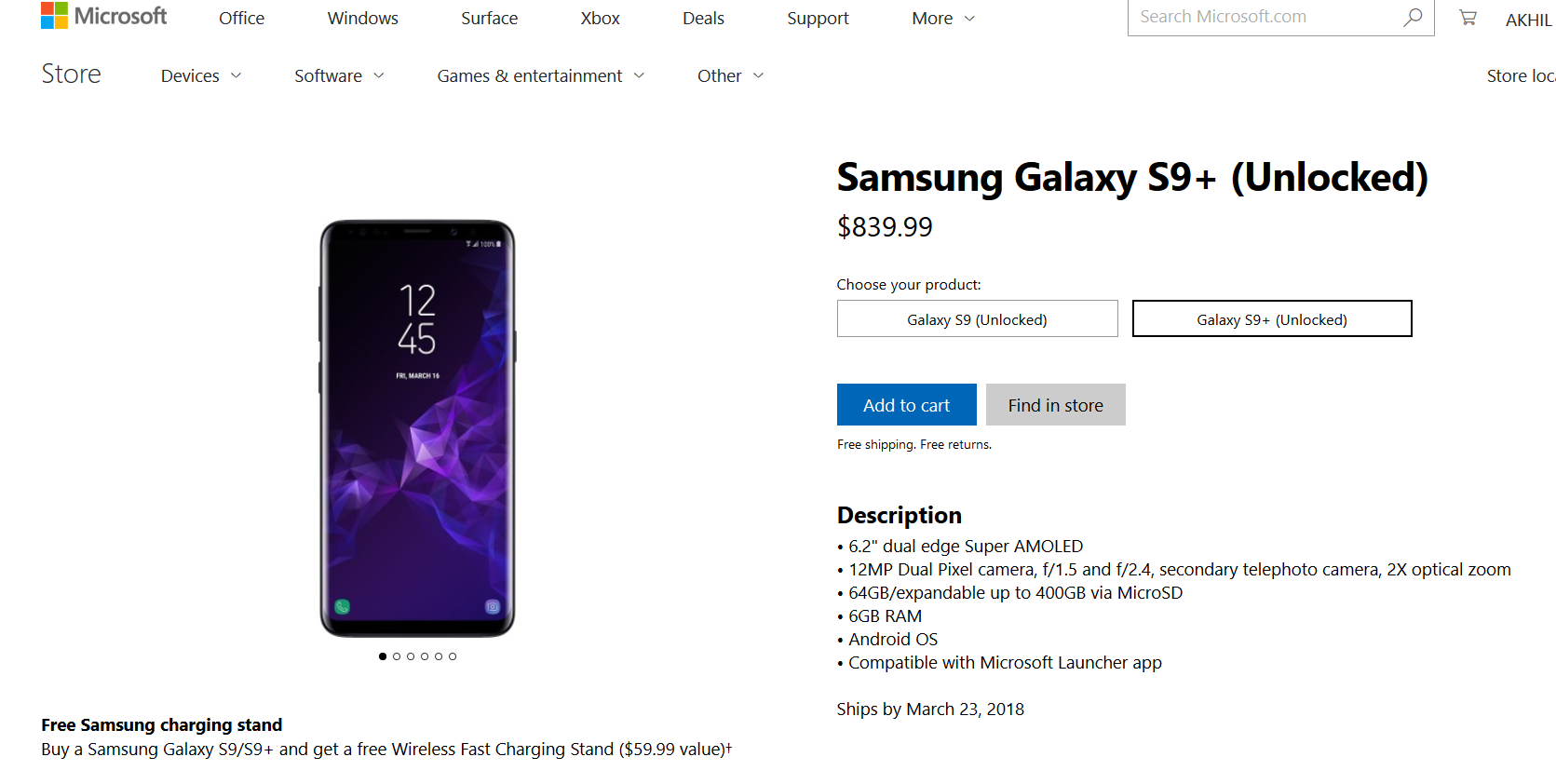 Microsoft Store sells non-Microsoft Edition Galaxy S9 devices with free wireless charger 2 Microsoft Store sells non-Microsoft Edition Galaxy S9 devices with free wireless charger 2