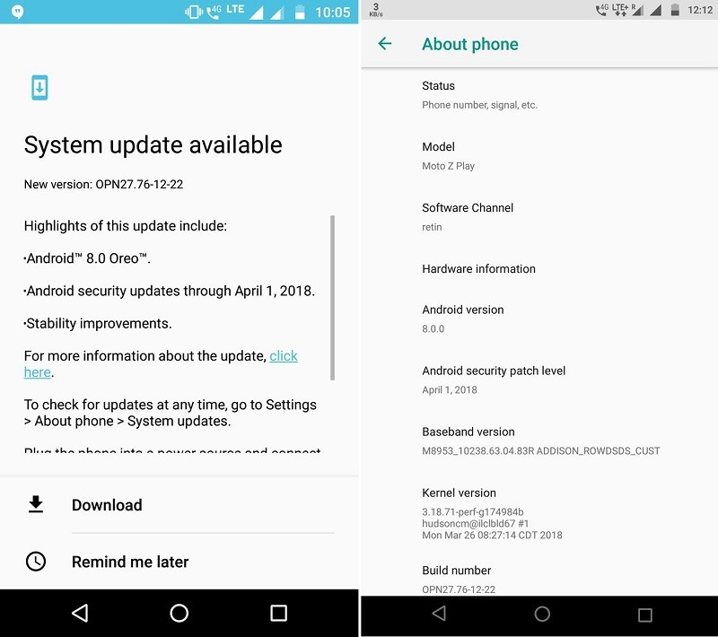 Moto Z Play Receives Android 8.O Oreo Update in India 2 oreo update in moto z play