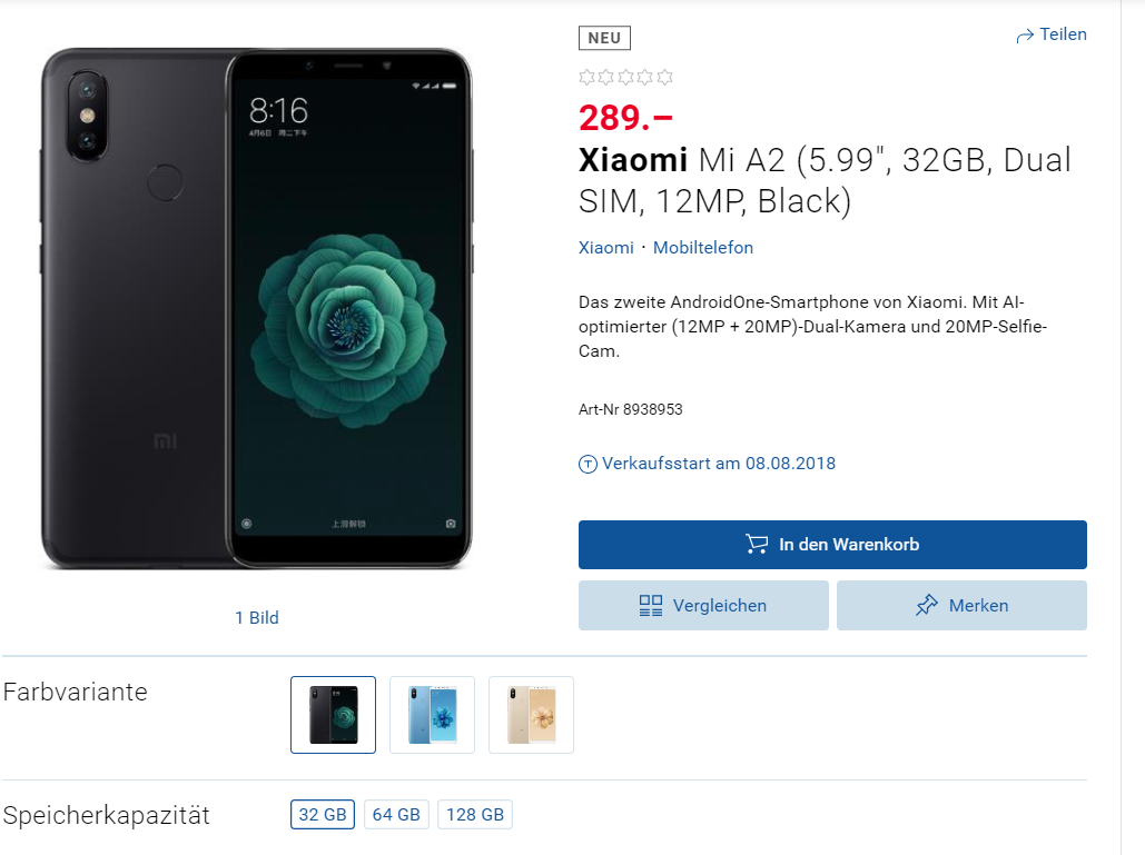 Xiaomi Mi A2 Gets listed on Swiz website, reveals specifications 2 Xiaomi Mi A2 Gets listed on Swiz website, reveals specifications 2