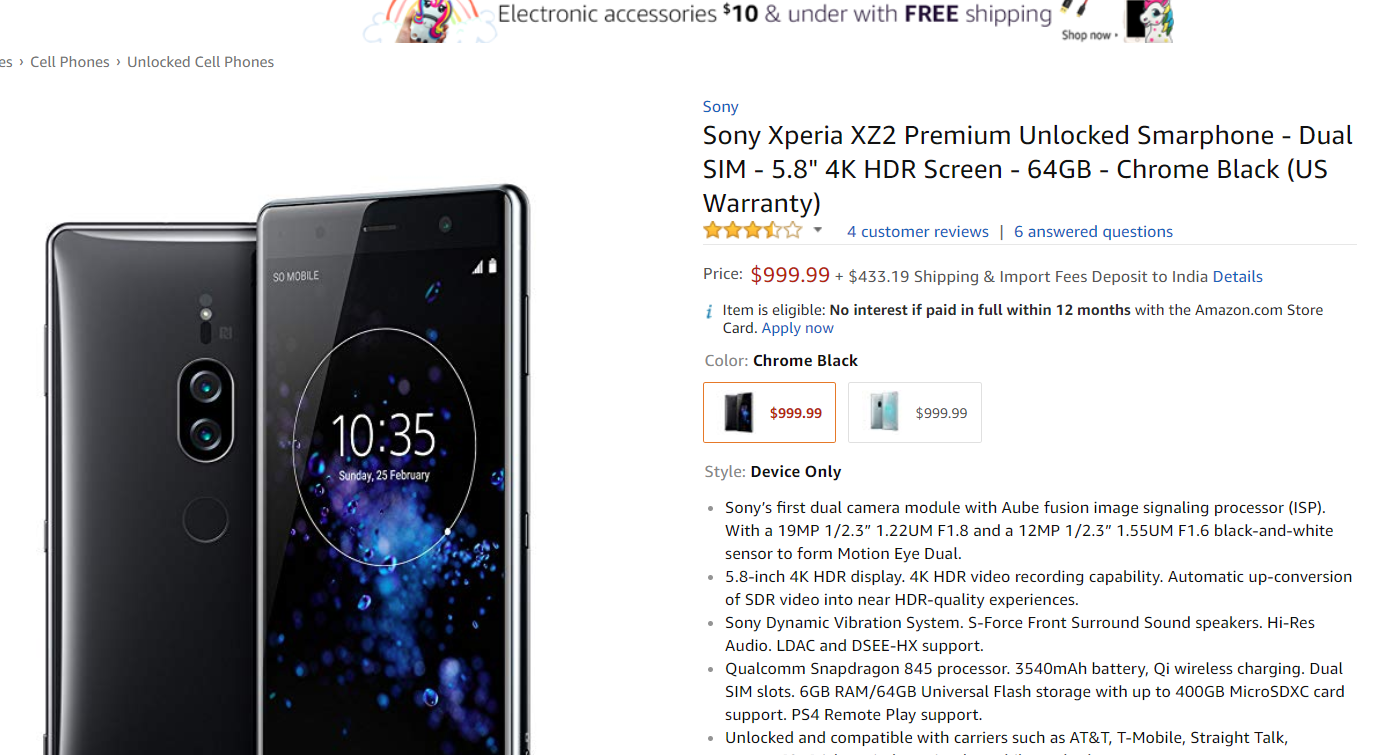 Deal alert: Sony XZ2 Premium gets a price cut, now available for $999.99 3
