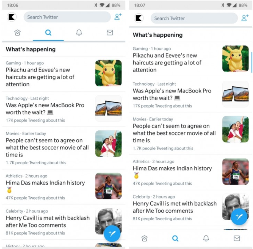 Twitter app for Android updated with bottom navigation bar 2