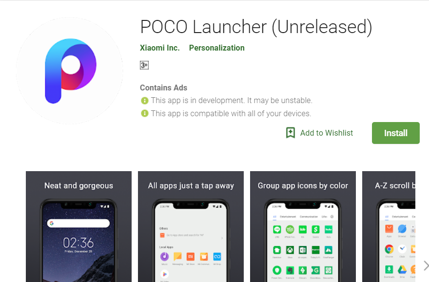 Xiaomi publishes Poco Launcher in Play Store as beta 4