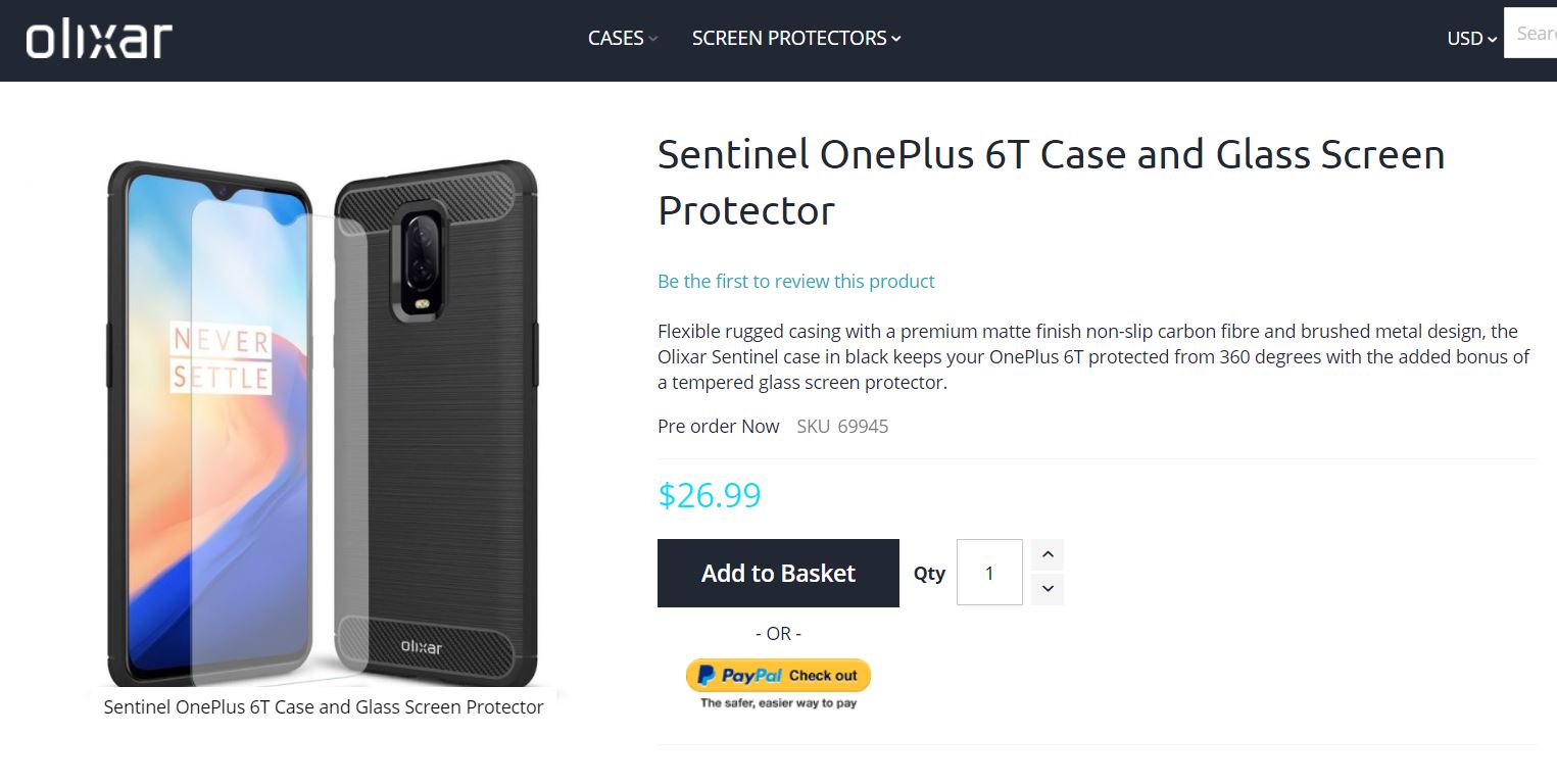 OnePlus 6T case render Olixar AndroidHits